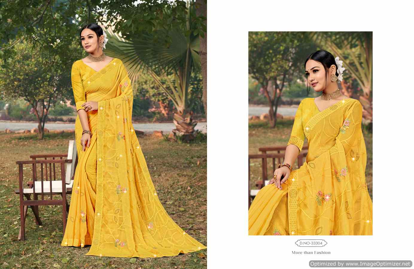 Saroj Advika 4 Fancy Simar Festive Wear Wholesale Chiffon Saree Catalog
